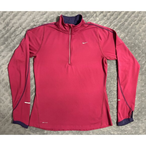 Nike Jackets & Blazers - Nike Women’s Fuchsia Running Dri-Fit Sz M 1/4 Zip Lightweight Pullover Jacket